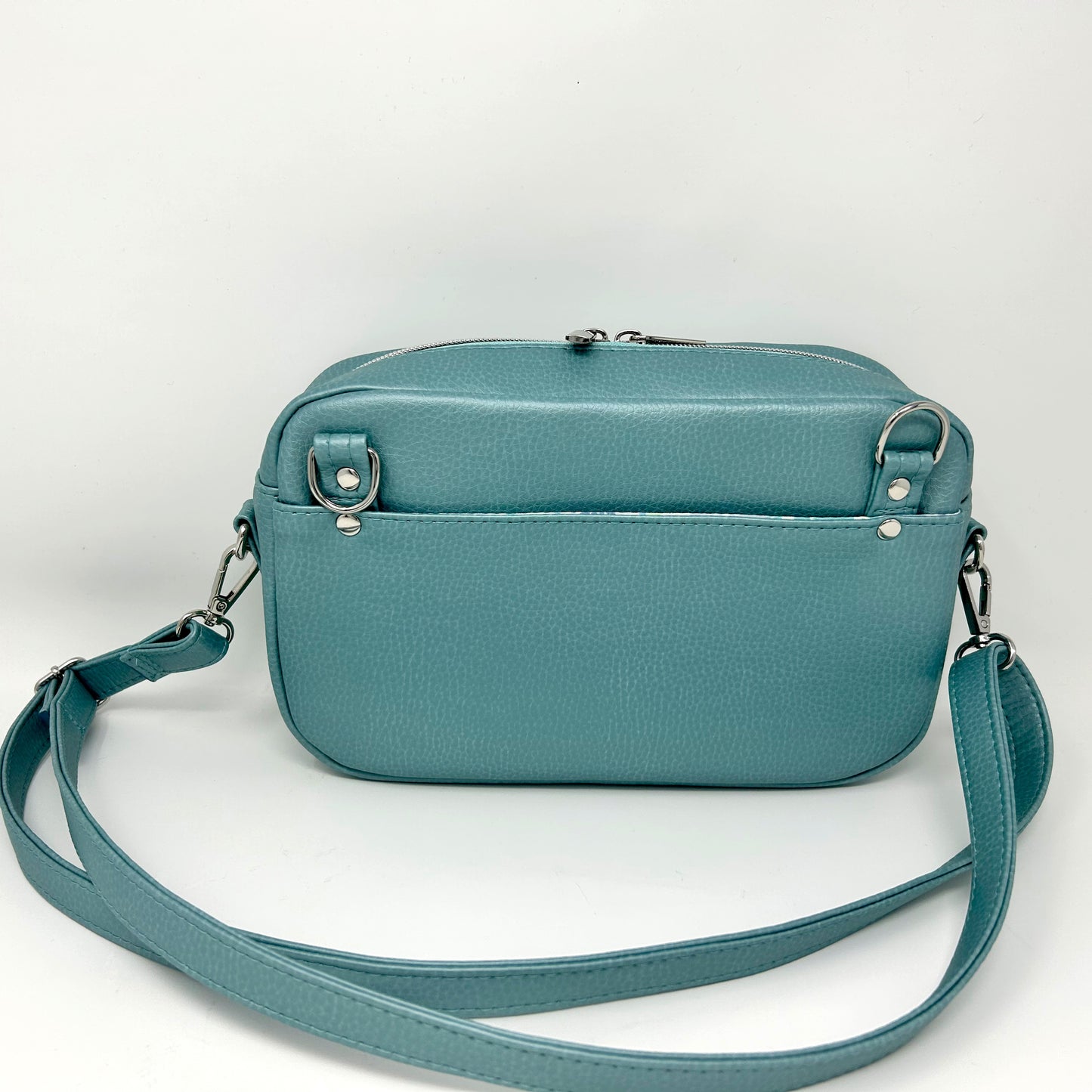 Aqua Blue Double Zipper Sling Bag