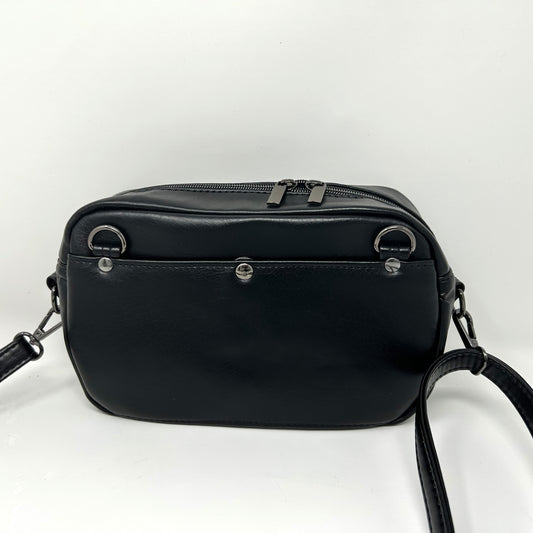 Black Quilted Double Zipper Sling Bag