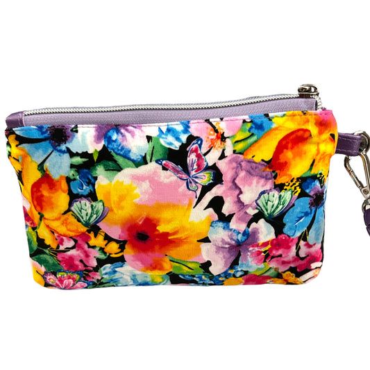 Purple Flower Wristlet