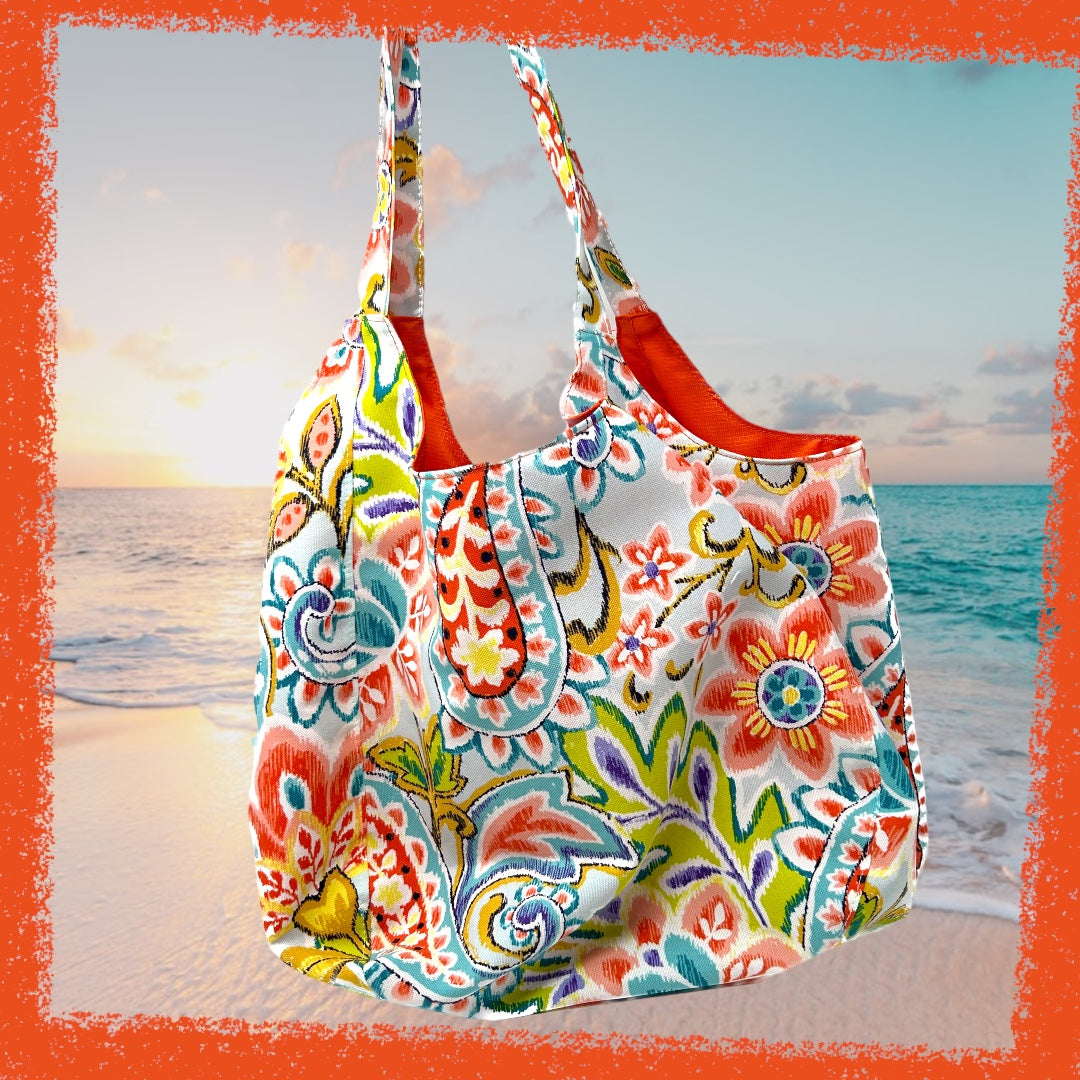 Flower and Paisley Tote Beach Bag Sweet Belle Bags