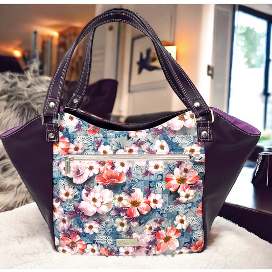 Eggplant & Floral Shoulder Bag