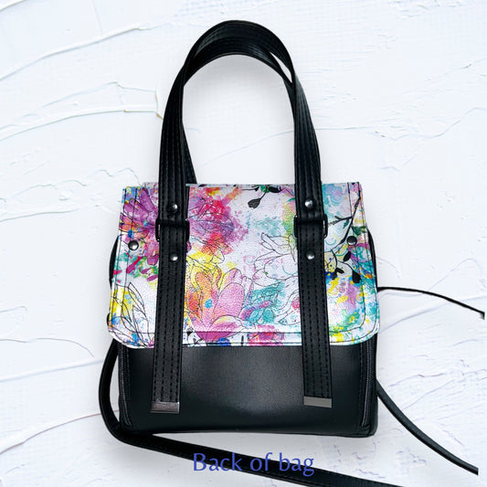 Abstract Flower Flap Vadon Hand and Crossbody Bag
