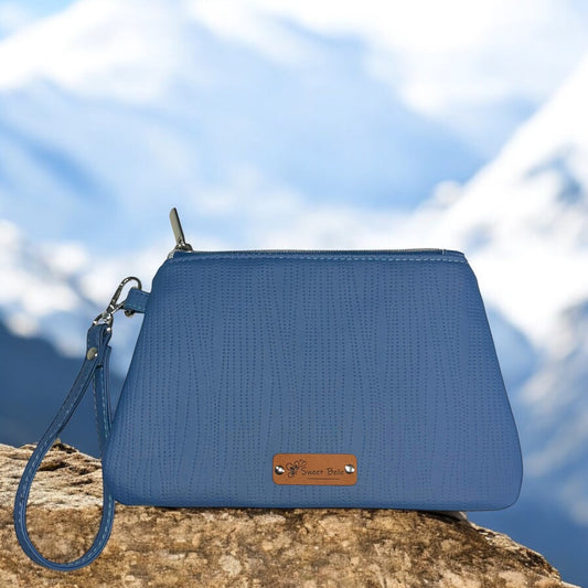 Navy Curved Wristlet