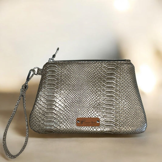 Sage Gray Curved Wristlet