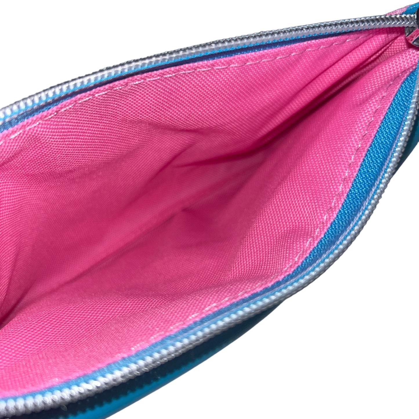 Aqua Blue Flap and Abstract Wristlet