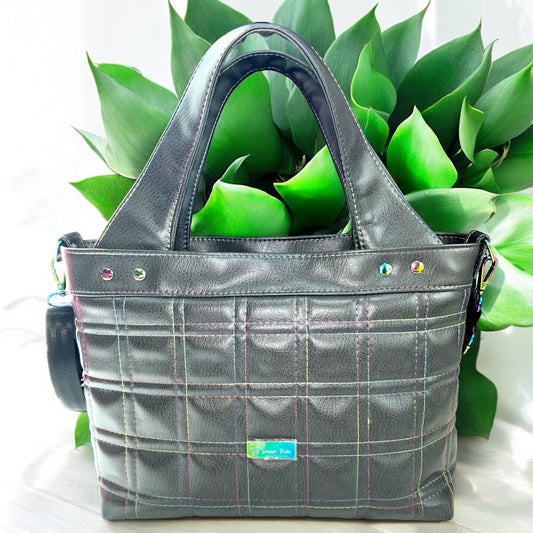 Black Rainbow Quilted Hand & Crossbody Bag