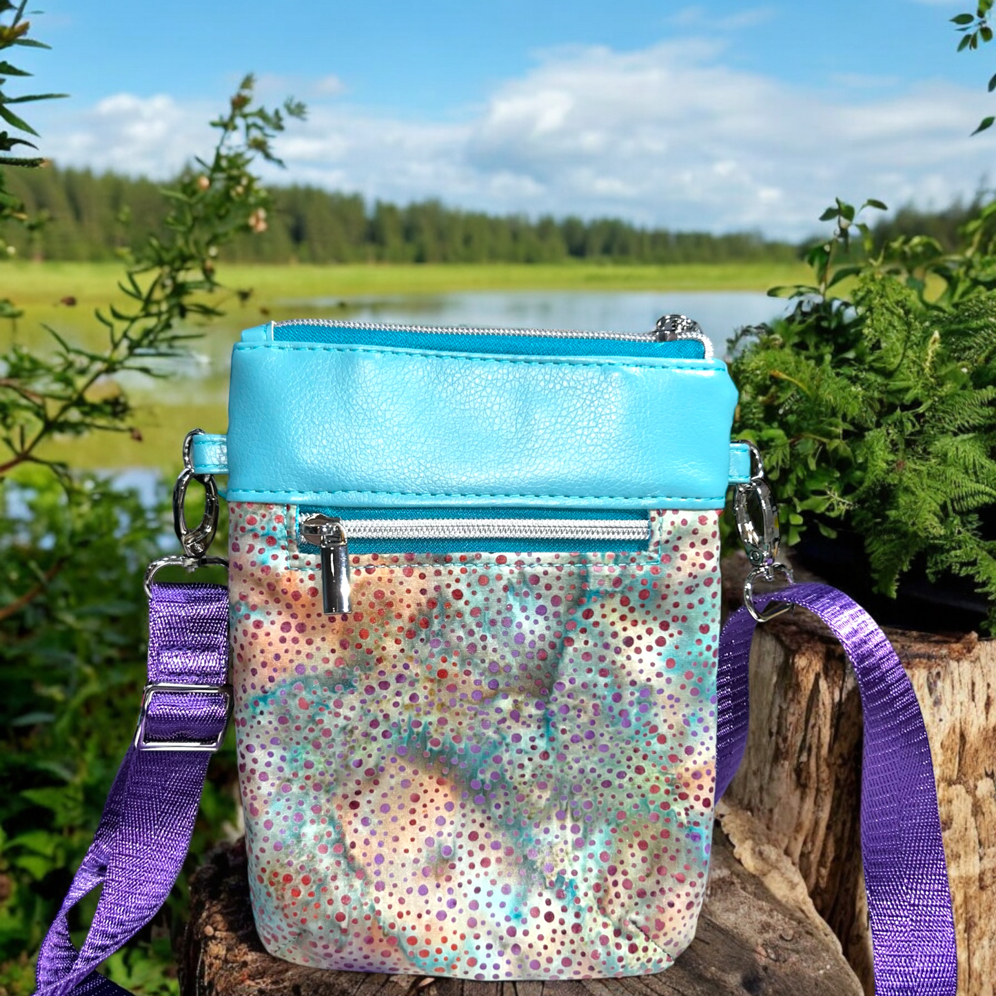 Cyan Blue Flap Phone Sling