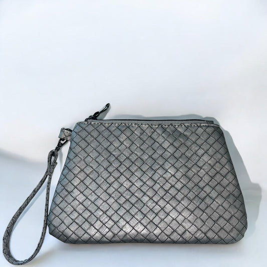 Slate Gray Tiled Curved Wristlet