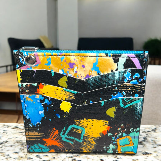 Aqua Blue Abstract Print Essential Wallet