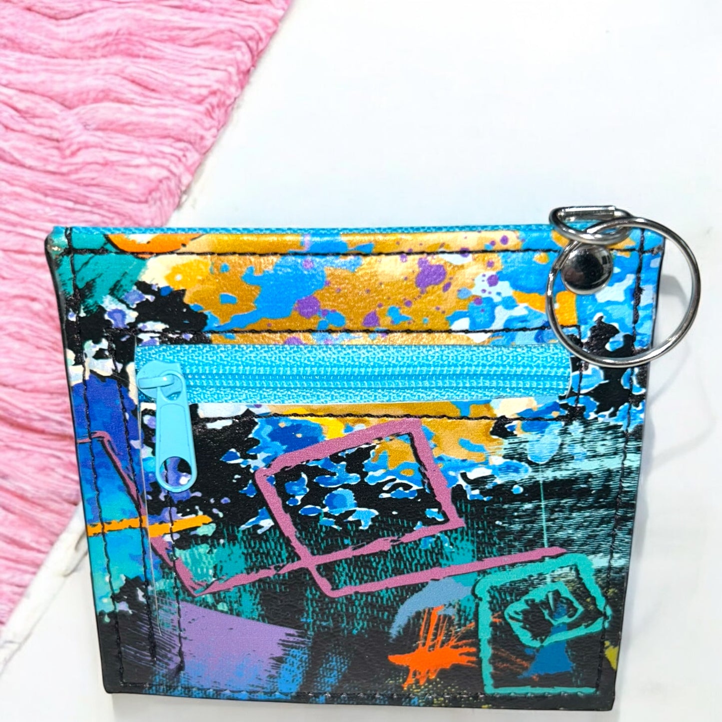 Aqua Blue Abstract Print Essential Wallet