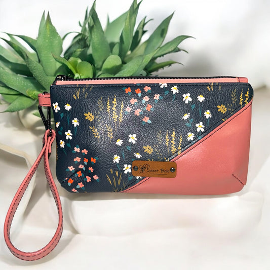 Salmon and Meadow Handcrafted Wristlet