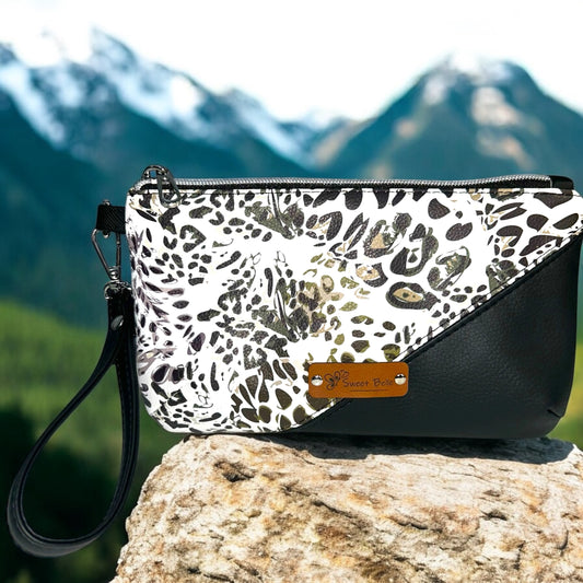 Black and Animal Print Handcrafted Wristlet