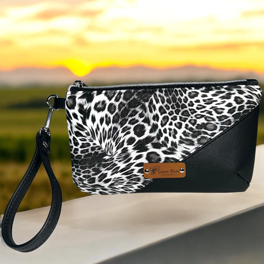 Black and Animal Print Handcrafted Wristlet