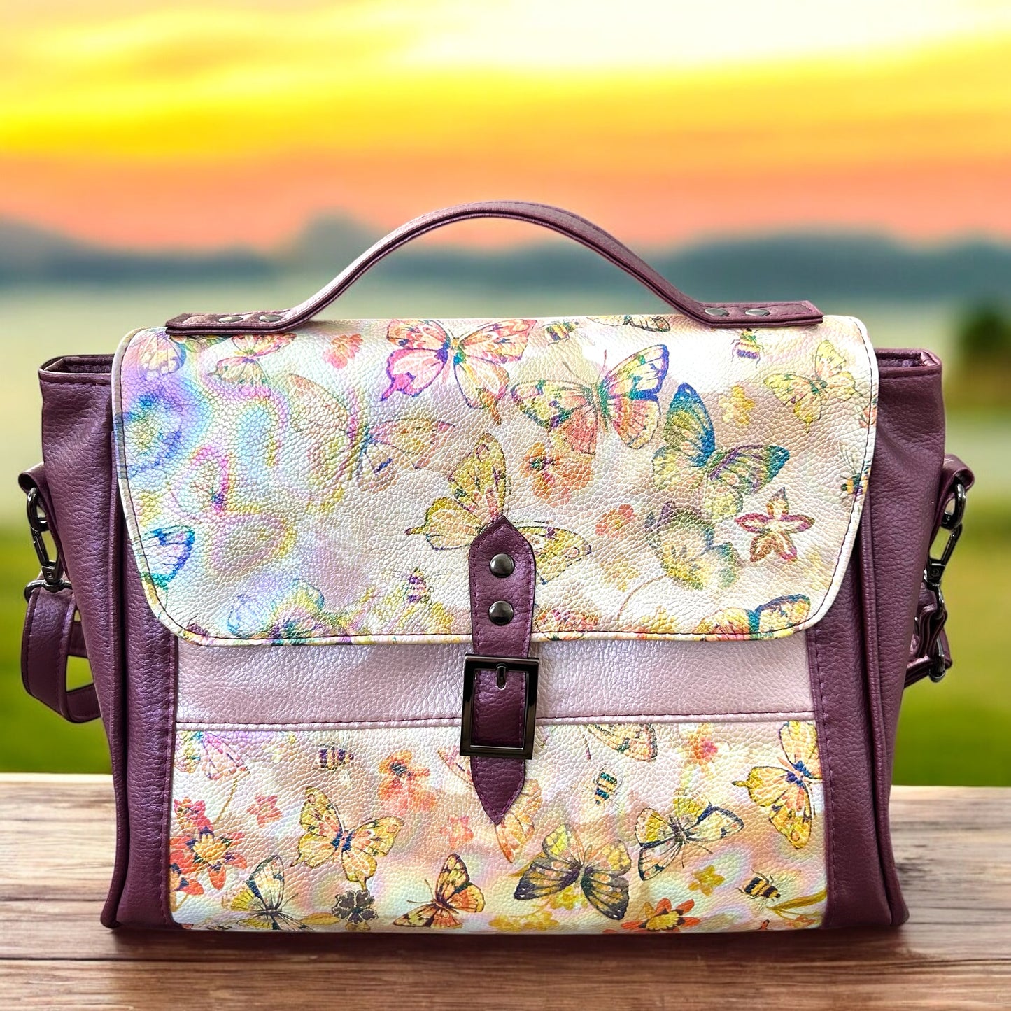 Metallic Butterfly Handcrafted Handbag