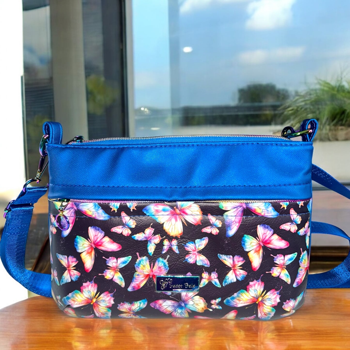Rainbow Butterfly Starburn Crossbody Bag