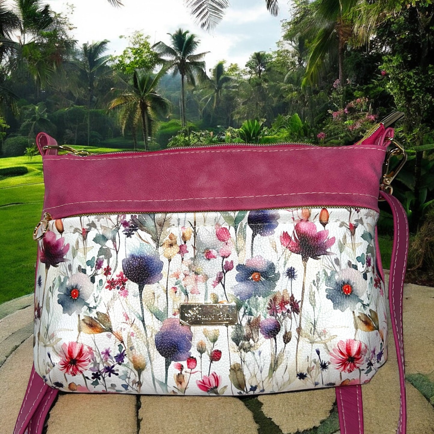 Fuchsia Starburn Crossbody Bag