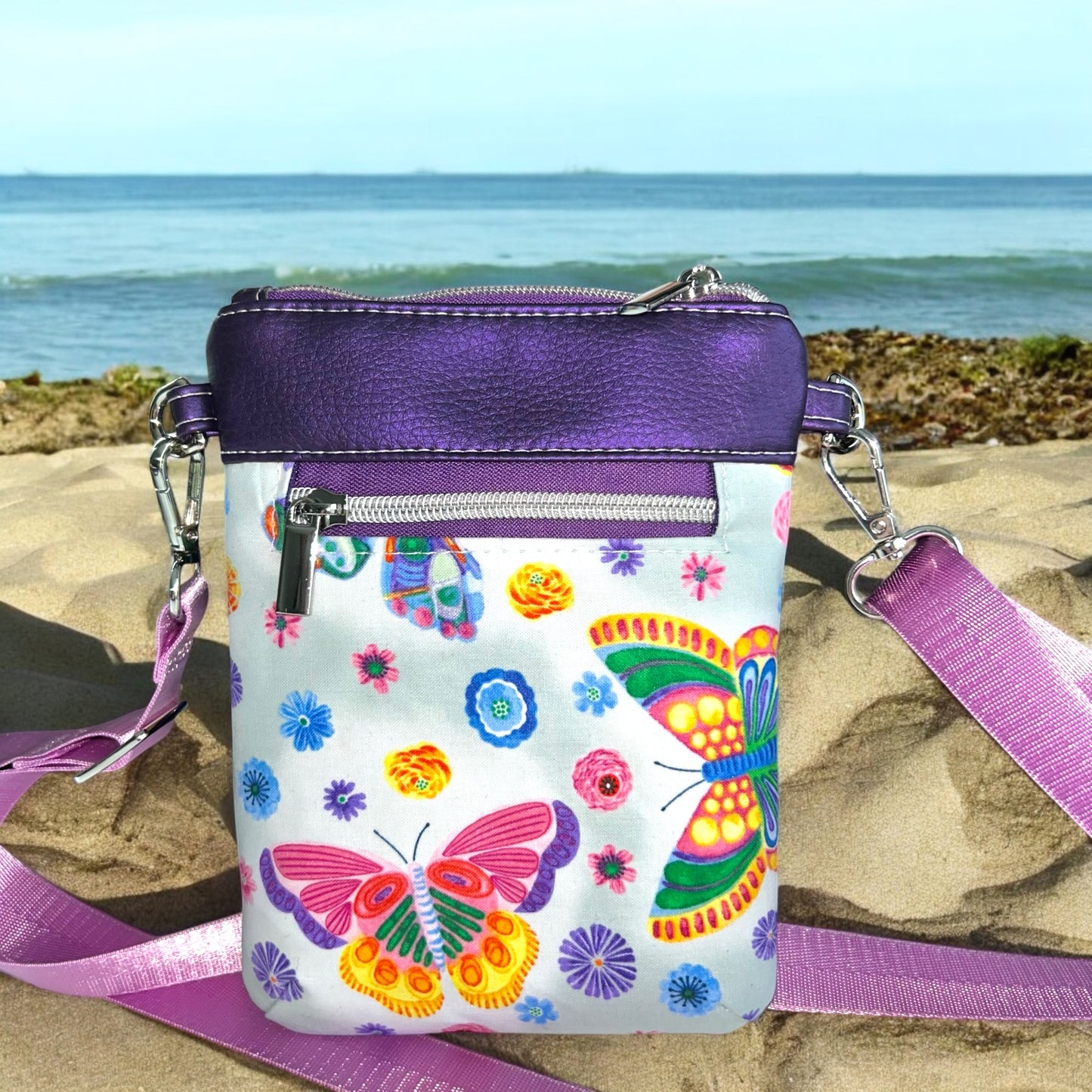 Metallic Purple Flap Phone Sling/Crossbody Bag