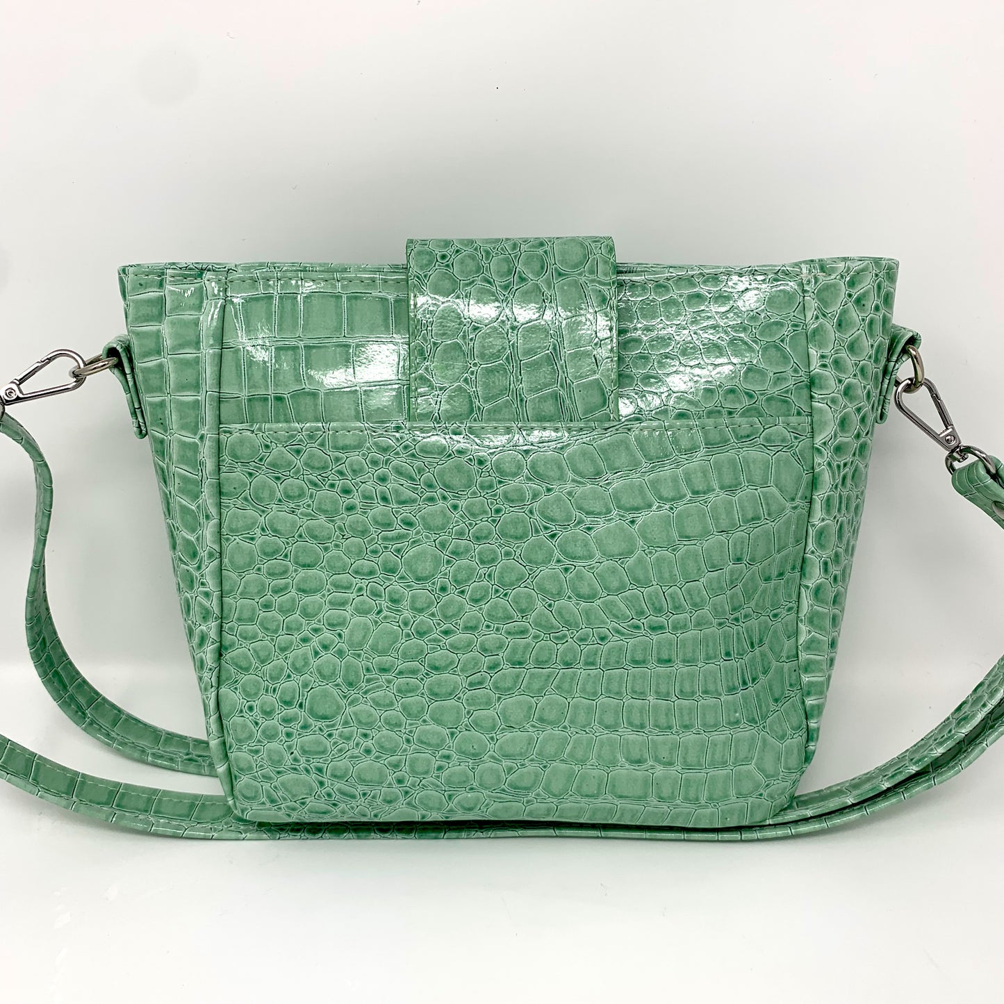Celery Green Croc Crossbody Bag