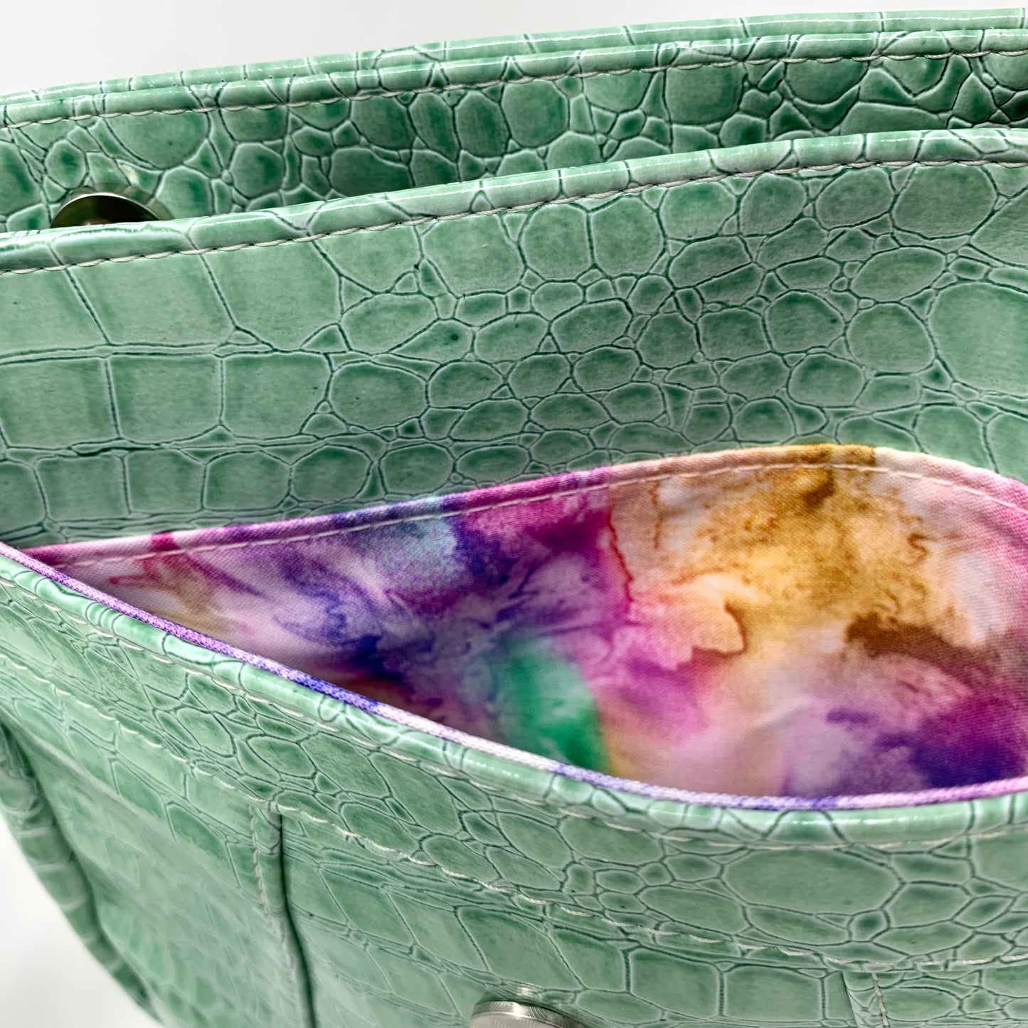 Celery Green Croc Crossbody Bag