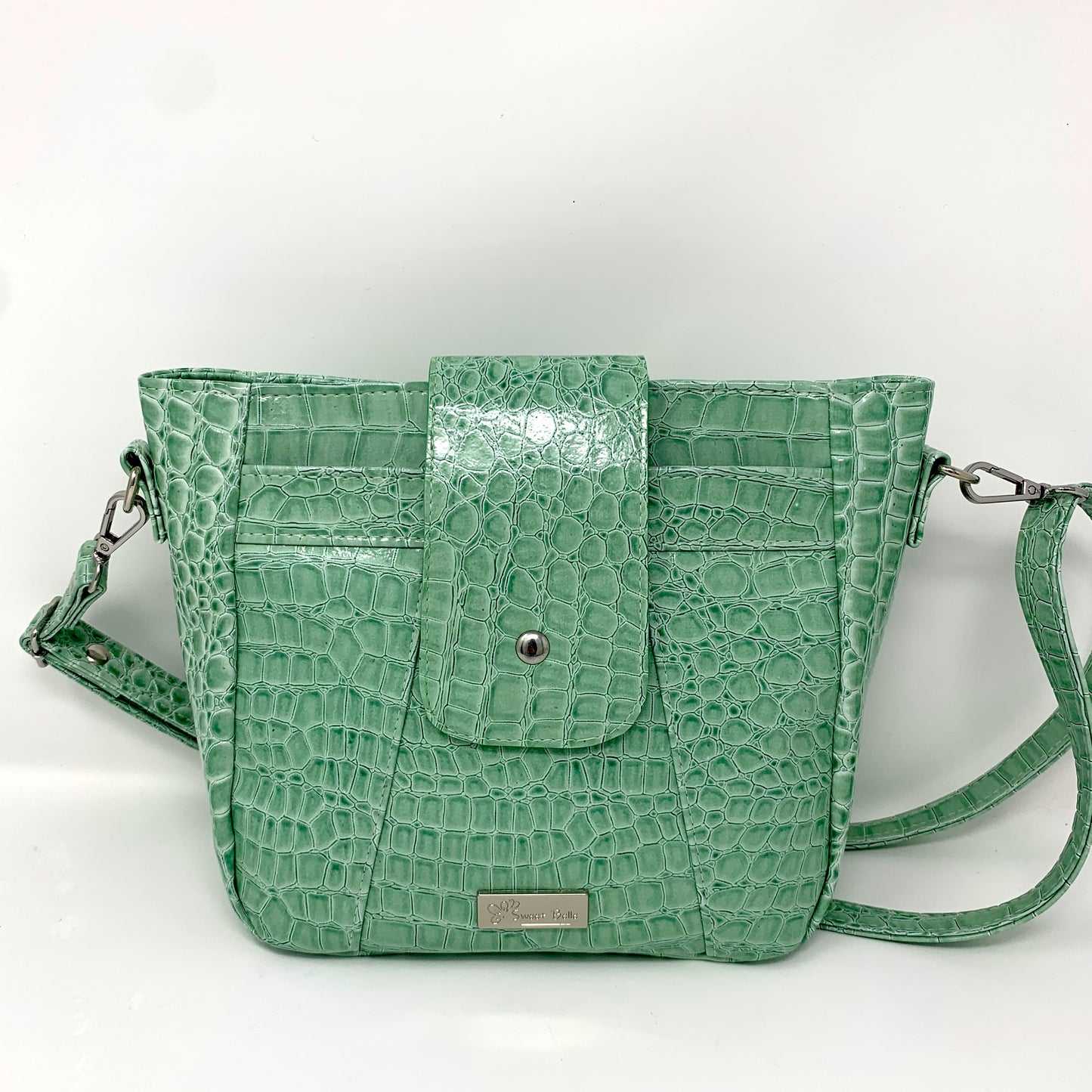 Celery Green Croc Crossbody Bag