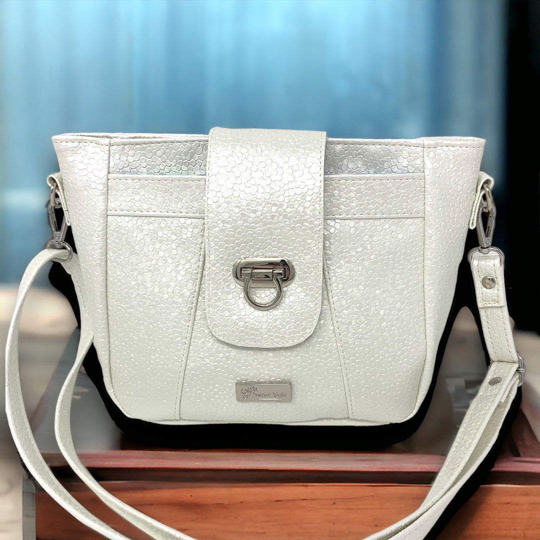 White Textured Crossbody Bag