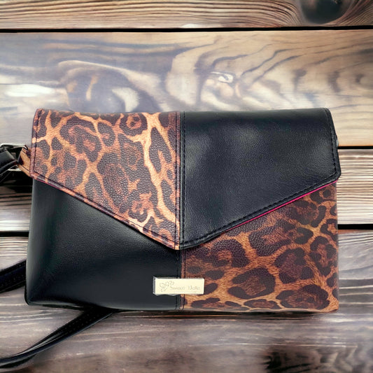 Snake Skin and Black Crossbody Bag