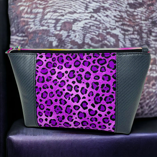 Black Purple Cheetah Cosmetic & Toiletry Bag