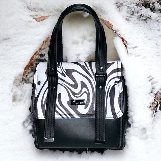 Abstract Black and White Vadon Hand and Crossbody Bag