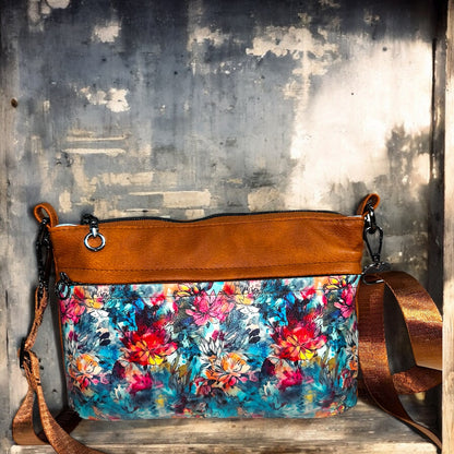 Brown and Flowers Starburn Crossbody Bag