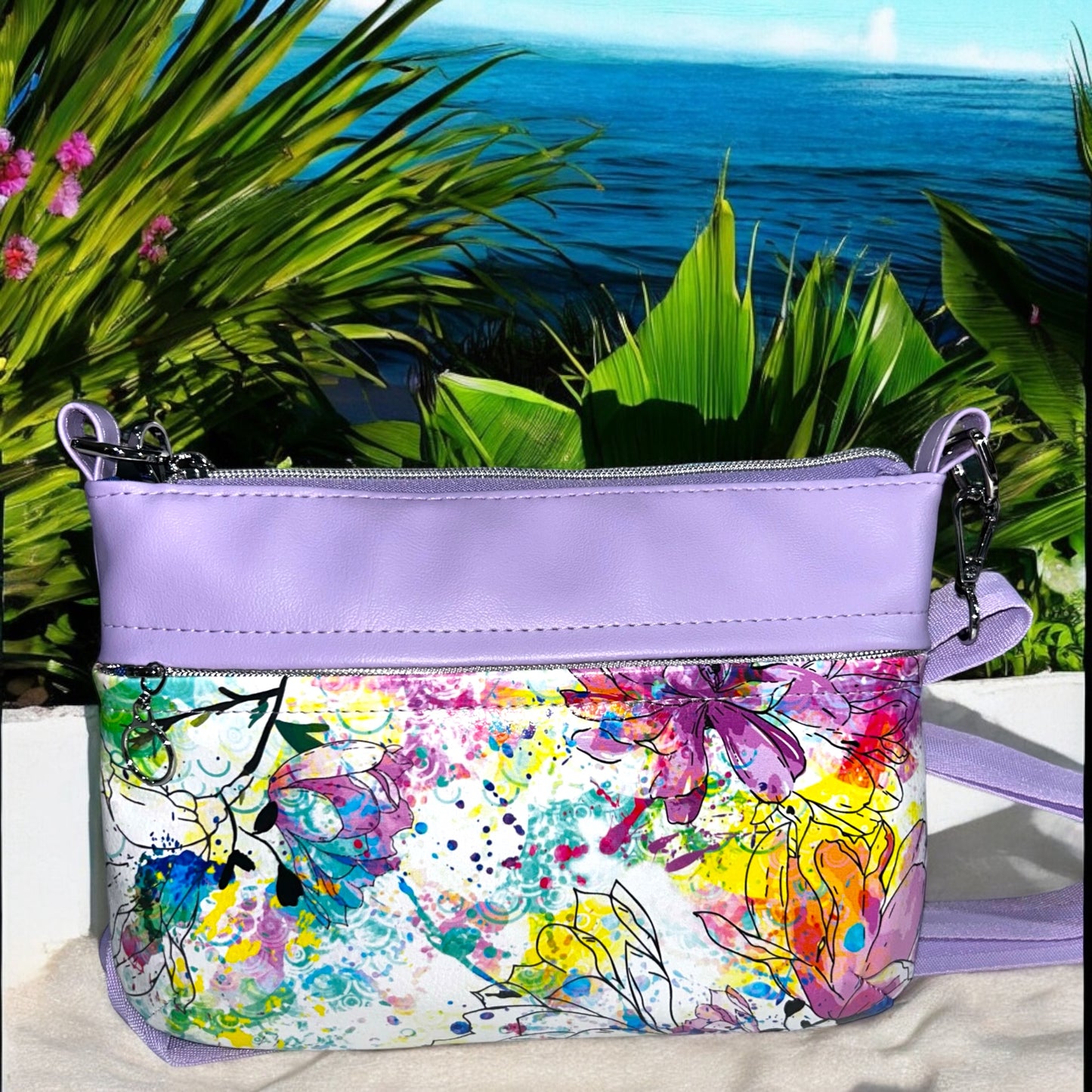 Lilac and Orchids Starburn Crossbody Bag