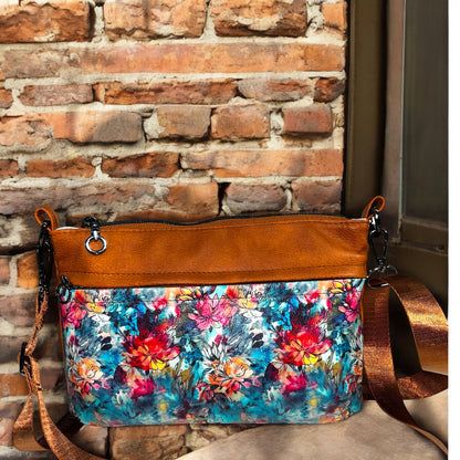 Brown and Flowers Starburn Crossbody Bag