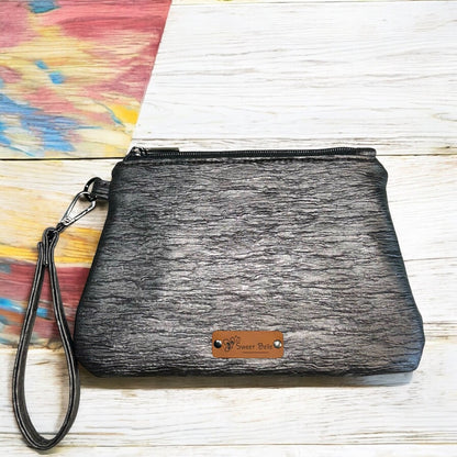 Black Waves Curved Wristlet