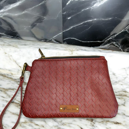 Burgundy Curved Wristlet