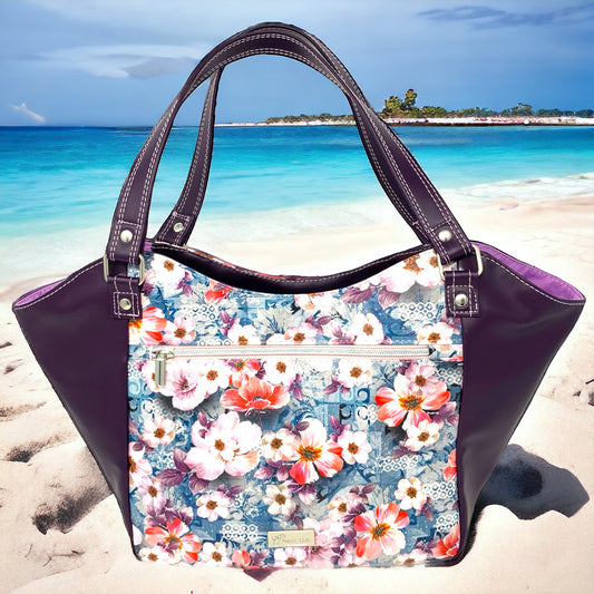 Eggplant & Floral Shoulder Bag