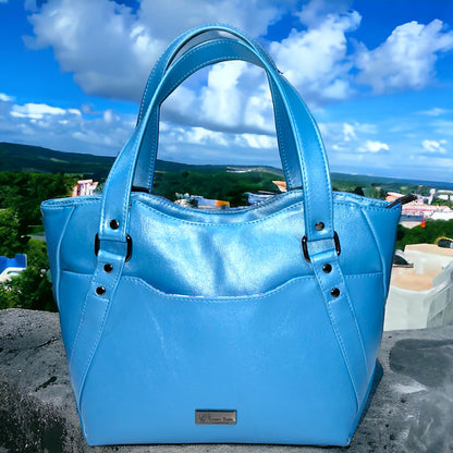 Metallic Azure Blue  Handbag