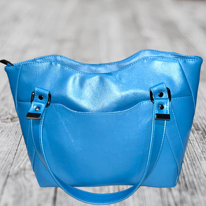 Metallic Azure Blue  Handbag