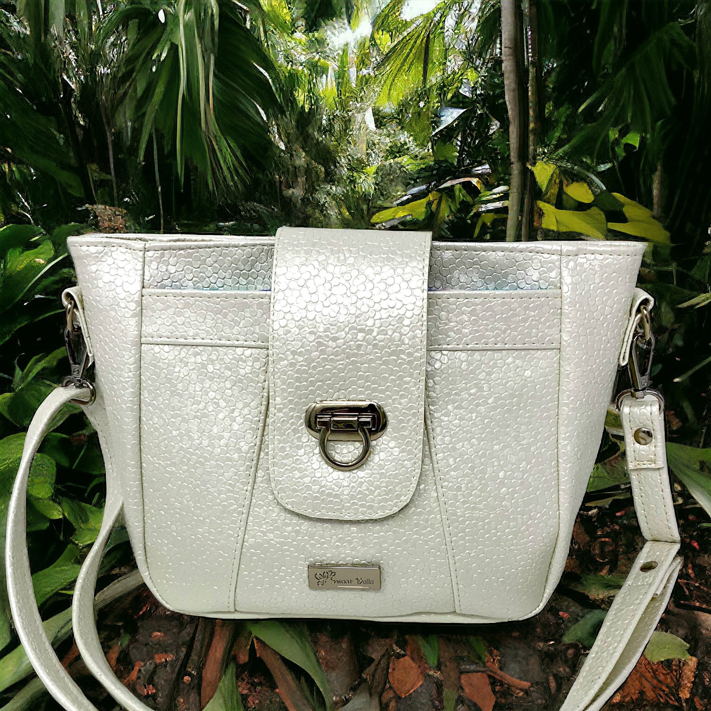 White Textured Crossbody Bag