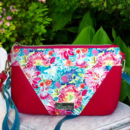 Maroon Zinnia Wristlet and Crossbody Bag