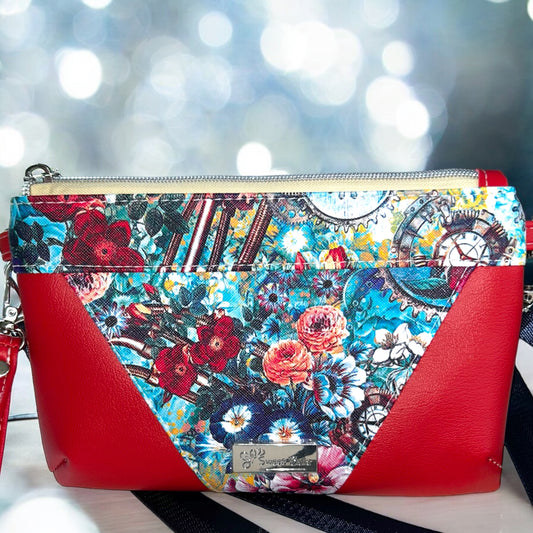 Flower Print Wristlet and Crossbody Bag