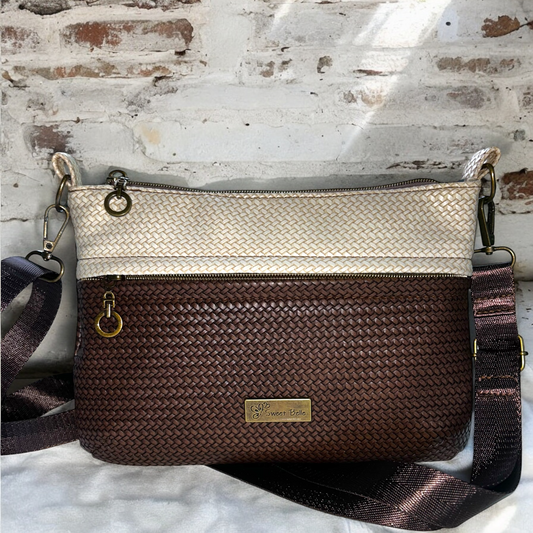 Brown Weave Starburn Crossbody Bag