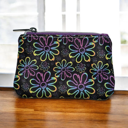 Neon Daisies Coin Pouch (small zipper pouch)