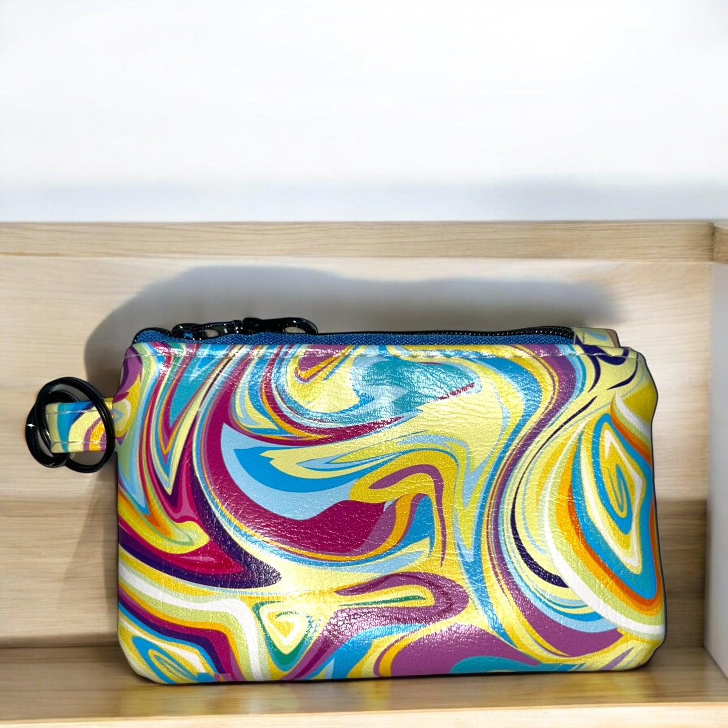 Yellow Marbled Abstract Coin Pouch (small zipper pouch)