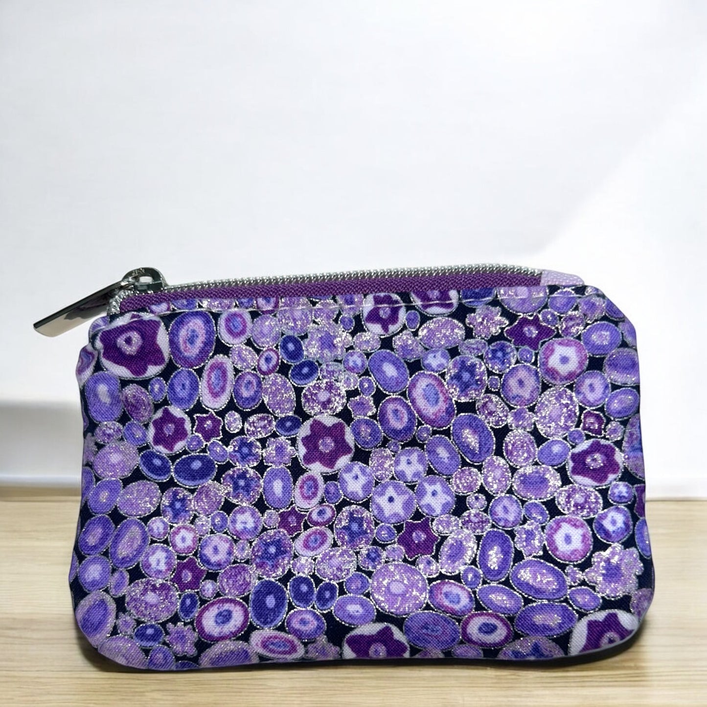 Purple Circles Coin Pouch (small zipper pouch)