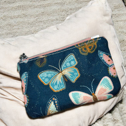 Teal Butterflies Coin Pouch (small zipper pouch)