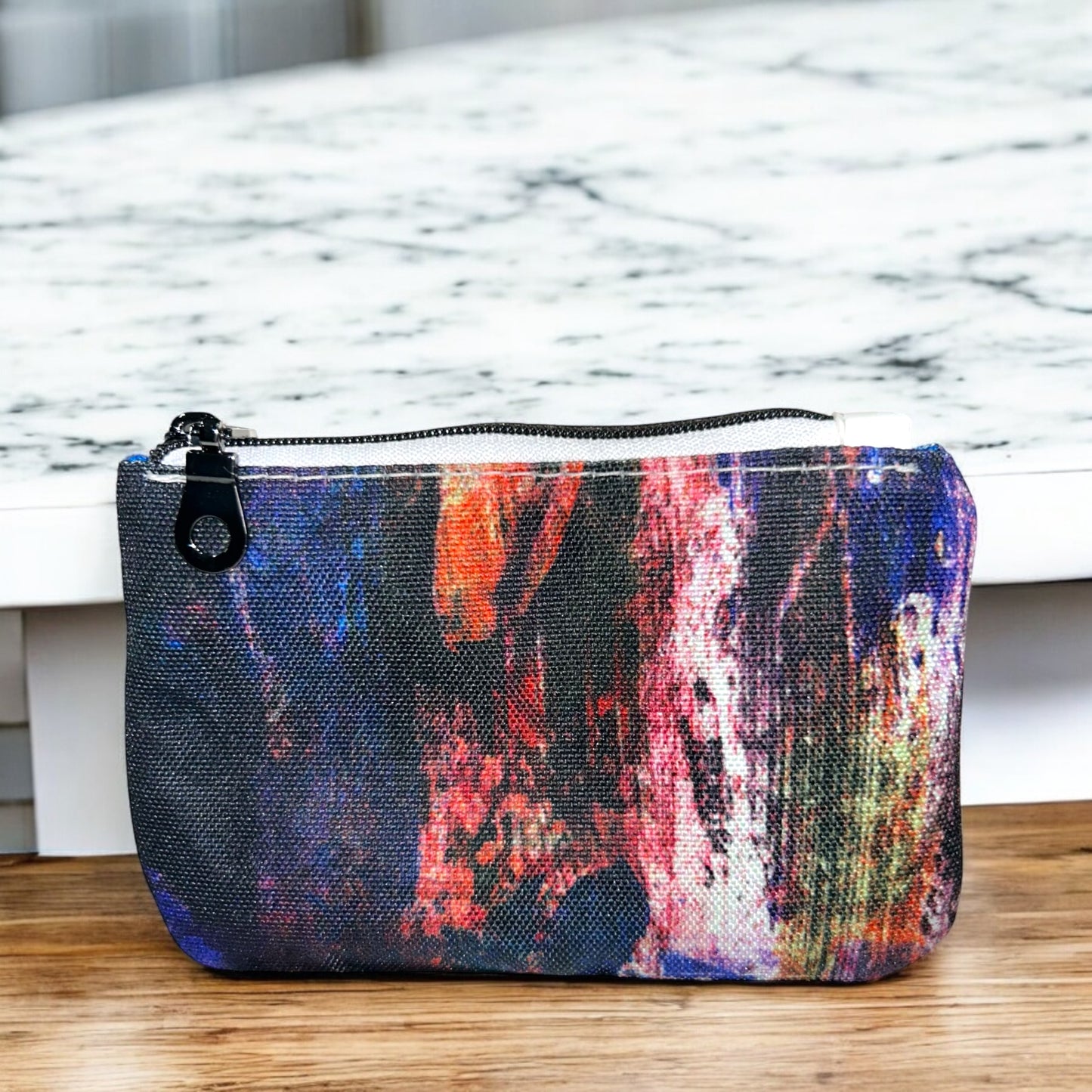 Blue Abstract Coin Pouch (small zipper pouch)