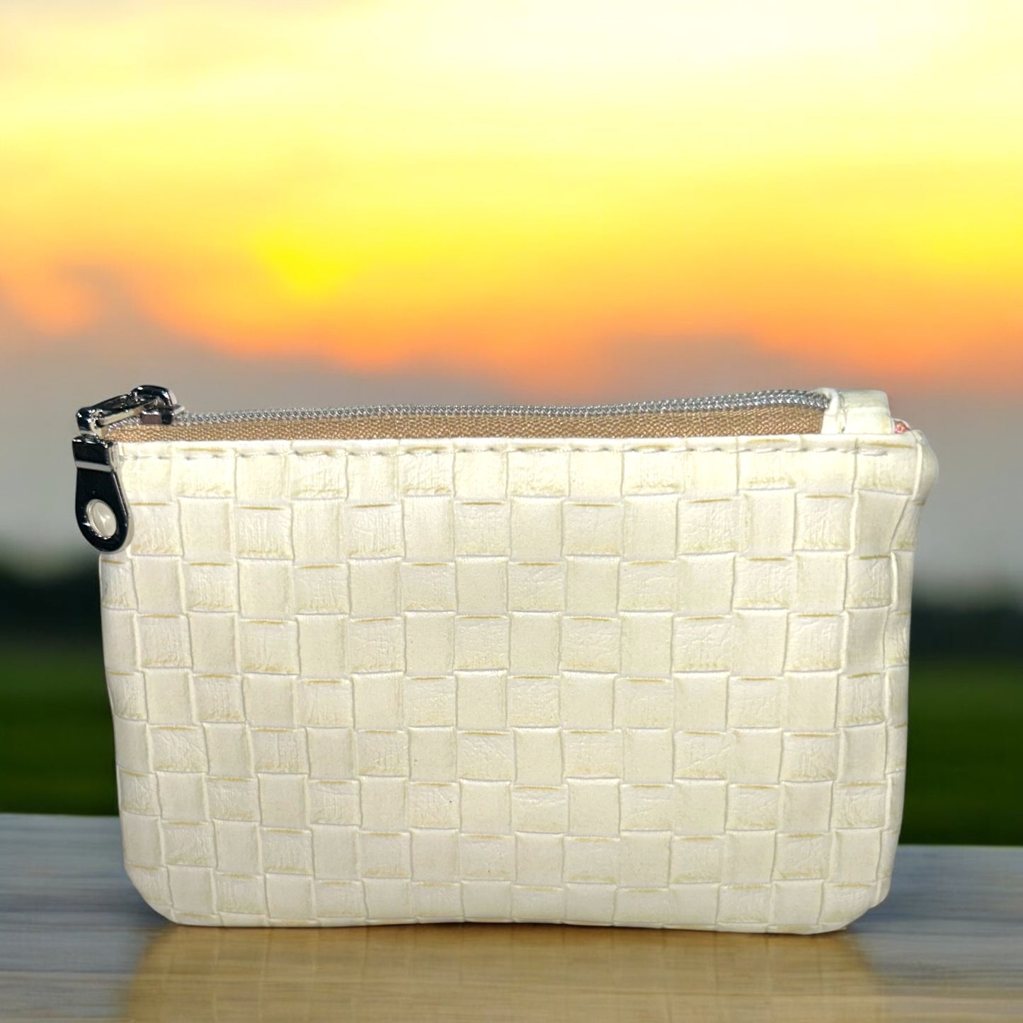 Cream Tile  Coin Pouch (small zipper pouch)