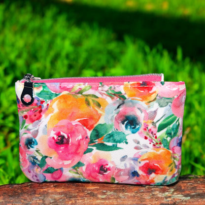 Pink Flowers Too Coin Pouch (small zipper pouch)