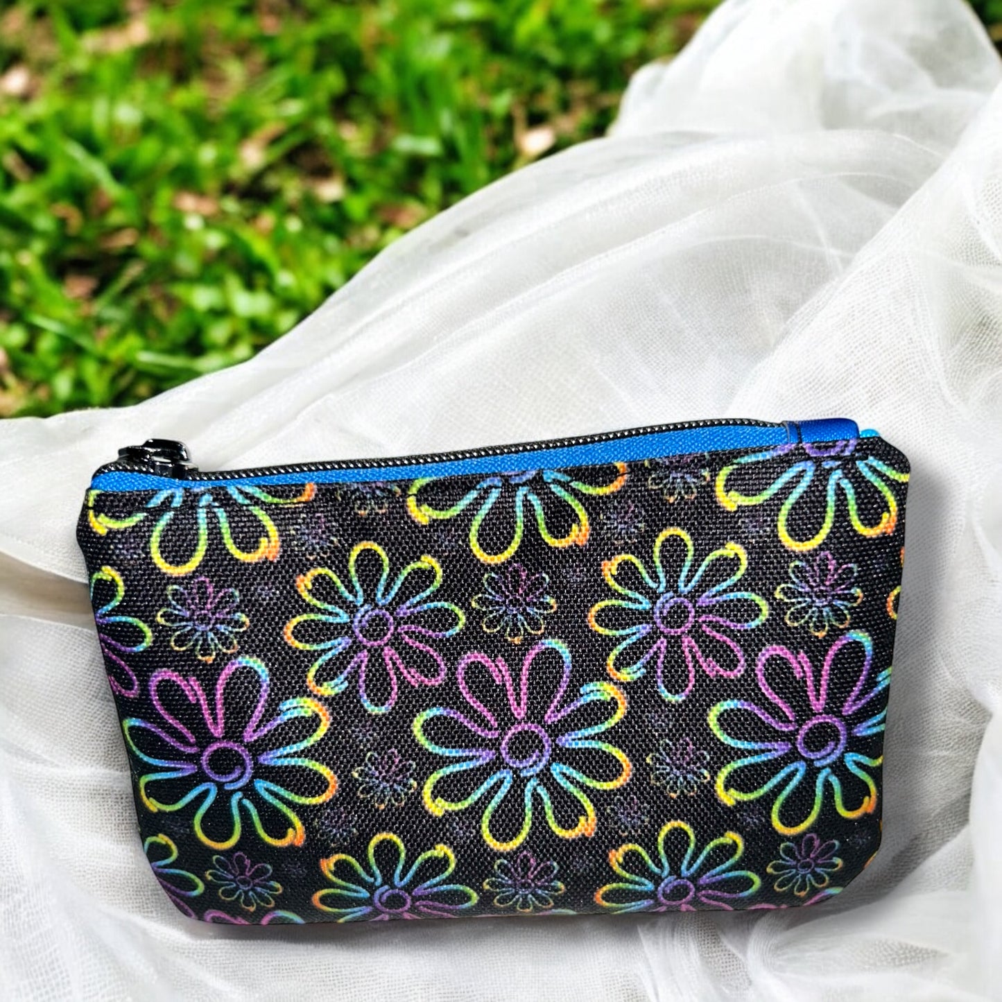 Neon Flowers Coin Pouch (small zipper pouch)