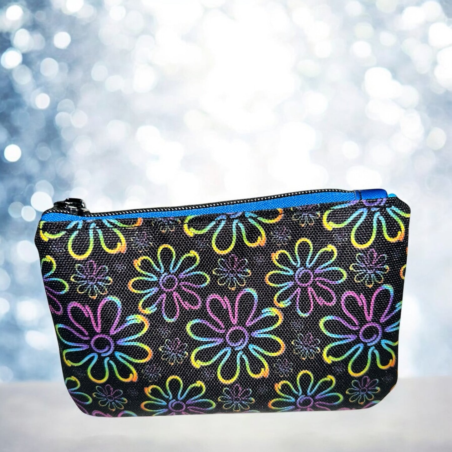 Neon Flowers Coin Pouch (small zipper pouch)