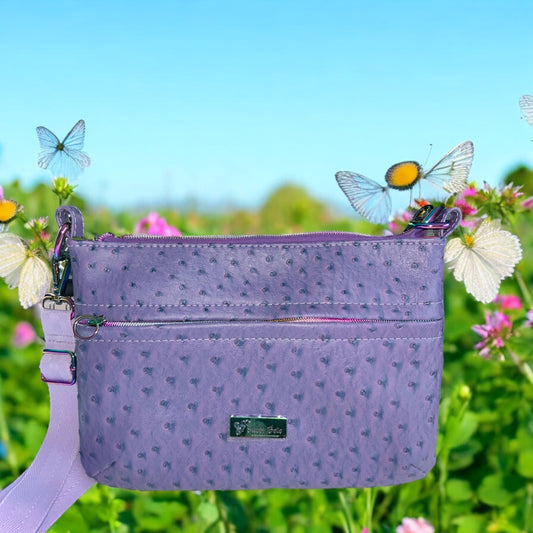 Purple Ostrich Starburn Crossbody Bag